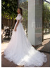 Illusion Neck Ivory Lace Tulle Wedding Dress Illusion Neck Ivory Lace Tulle Wedding Dress